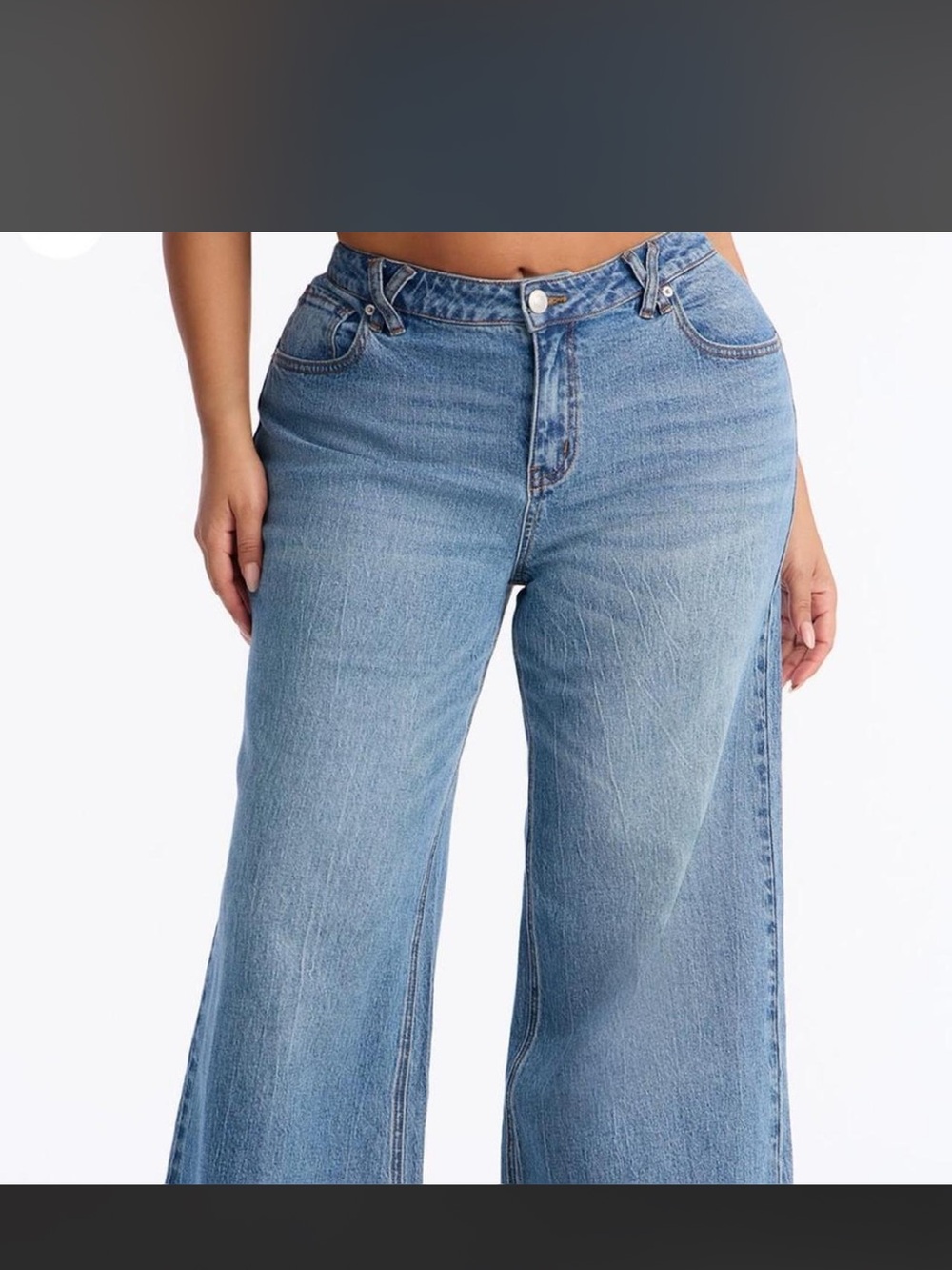 Fashion Nova-Wide Leg High-Rise Women's Jeans - Light Blue